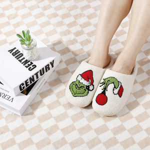 Chaussons d'hiver légers et chauds en fausse fourrure pour homme et femme, idéal pour la maison – Collection Noël <span class=keywords><strong>Grinch</strong></span> - Product Image 2