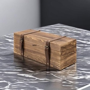MyGift Scatola Regalo in Legno per Vino e Whisky con Chiusura a Scatto, Cinghie in Pelle, Design Vintage <span class=keywords><strong>Rustico</strong></span> Marrone, Portatile con Incisione, 14x5x5 Pollici - Product Image 5