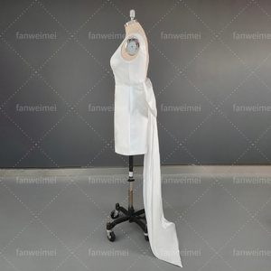 Haute Qualité Photos Réelles <span class=keywords><strong>Robe</strong></span> De Mariée Courte Avec Grand Arc Train Détachable Plus La <span class=keywords><strong>Taille</strong></span> Dos Nu Genou Longueur <span class=keywords><strong>Robe</strong></span> De Mariée - Product Image 6
