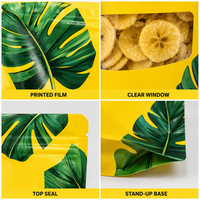 Sachets Mylar personnalisés imprimés pour chips de banane comestibles, sachets refermables à fond plat pour le stockage de snacks