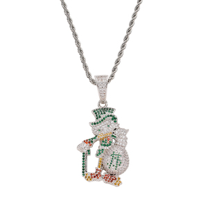 Liontin Hewan Berlapis Emas CN282 dari Kuningan dengan Batu CZ dan Rantai Tali, Perhiasan Kalung Hip Hop untuk Pria Wanita, Cocok untuk Pesta dan Kegunaan Sehari-hari - Product Image 6
