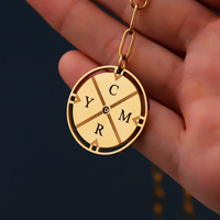 Nouveau Collier en Acier Inoxydable Tendance pour Couples, Chaîne de Clavicule Polyvalente avec Pendentif Personnalisé Incrusté de Zircons – Site Web Indépendant SQ
