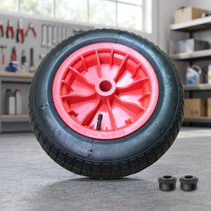 Roue pivotante en caoutchouc rouge solide de 4 pouces, type plat, résistante à l'usure, avec frein, roulement et moyeu, OEM - Product Image 3