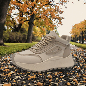 Women's High Walking <b>Shoes</b> Thick Sole Casual <b>Sneakers</b> Lace Up Round Toe for Spring Autumn - Product Image 2