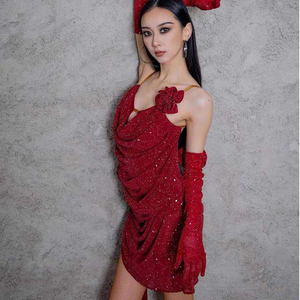 Vestido de baile latino sin mangas con espalda descubierta <span class=keywords><strong>para</strong></span> <span class=keywords><strong>mujer</strong></span>, disfraz de <span class=keywords><strong>Tango</strong></span> Salsa brillante Popular con cintura ajustada, estilo sencillo de verano - Product Image 2
