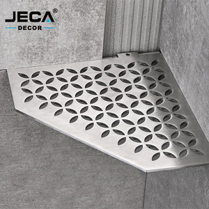 Inbouw hoekdoucheplank van roestvrij staal met volledig olijfpatroon afvoer, driehoekige/diamantvormige badkamer opbergbak - Product Image 1
