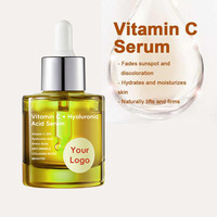 Sérum facial liquide en marque propre, vitamine C, acide hyaluronique, or 24 carats, pour lutter contre le vieillissement, les rides, la peau terne et sèche, hydratant