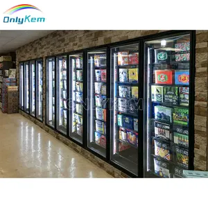 Supermarket Walk In Cooler With Display Glass Door And Shelves For Beer Cave