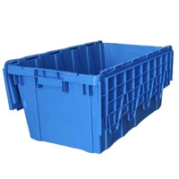 Caisses de déménagement en plastique recyclables et empilables avec couvercle à charnière, ensemble de boîtes de rangement pour entreprises de déménagement