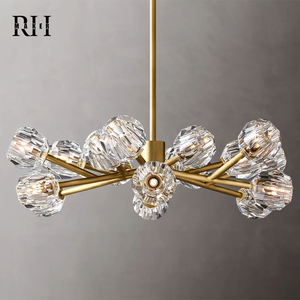 Lampadario Rotondo RHMAKER in Vetro Trasparente e Metallo, Stile Nord Americano, con Sorgente Luminosa Regolabile, per <span class=keywords><strong>Arredamento</strong></span> Casa - Product Image 2