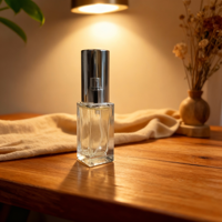 Flacon de parfum carré miniature à vaporisation fine, vide, personnalisé, imprimé, 5 ml, 10 ml, 15 ml, avec bouchon en bois