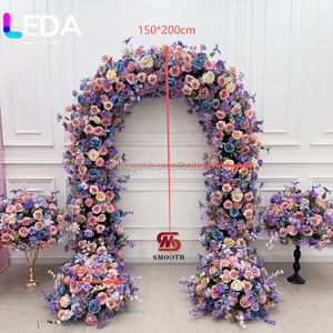 Composition florale LEDA rose et violette, fleurs double face pour arche de mariage, toile de fond pour allée et décoration de porte - Product Image 1