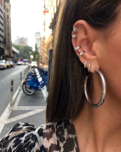 20mm 30mm 45mm 60mm 925 <strong>Silver</strong> Pin Chunky Tube <strong>Hoop</strong> Earring 2024 New Arrive European Women Classic Trendy <strong>Small</strong> Medium Big <strong>Hoop</strong> - Product Image 4