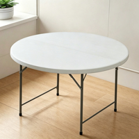Table à manger ronde pliante en plastique de banquet Offre Spéciale vente en gros de 5 pieds, pour 10 personnes, se de banquet en plein air, table pliante blanche