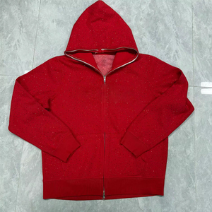 Sweat à capuche zippé en coton 100% de qualité supérieure avec strass, vente en gros, vêtements de marque de créateur, sweats à capuche zippés pour hommes, streetwear, pull-over - Product Image 3