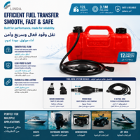 Linda New CE EPA ERP CARB Tangki Bensin Portabel 12L HDPE 2 Tak untuk Mesin Tempel dengan Selang Bahan Bakar, Desain Ergonomis, Anti Bocor, Anti Tumpah
