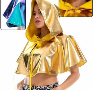 Capa con Capucha Metálica Brillante, Capa con Capucha Holográfica Brillante para Navidad, Halloween, Fiesta, Capa Gótica, Sombrero, Accesorio de Cosplay para Mujer - Product Image 4