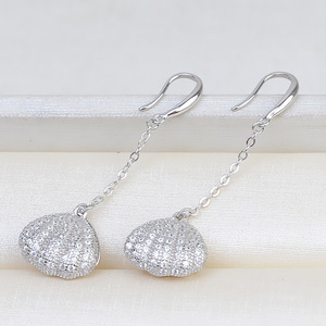 Pendientes Largos de Plata S925 Estilo Han Hechos a Mano con Forma de Pentagrama y Perlas, Accesorios DIY con Soporte Hueco para Perlas de 7-8 mm, Artículo 1602 - Product Image 2