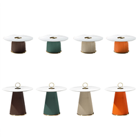 Table d'appoint blanche de luxe moderne minimaliste contemporain, Table basse ronde en marbre blanc en pierre frittée