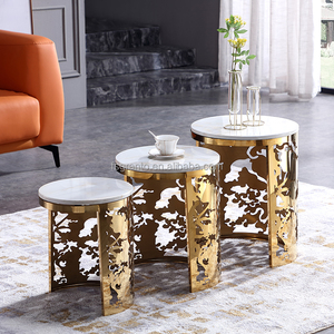 Mới đến Đá Cẩm Thạch Top <span class=keywords><strong>End</strong></span> Bảng đồ nội thất nhà trong nhà <span class=keywords><strong>3</strong></span> miếng Bàn cà phê Bộ - Product Image 2