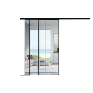 Modern Minimalist Three-Link <strong>Sliding</strong> Door Narrow Luxury Accessible Glass Door for Kitchen Living Room Hanging Rail <strong>Partition</strong> - Product Image 1