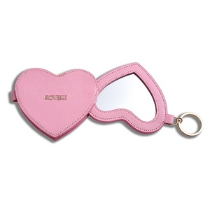 Hot Selling 3D Cute Bling Glitter Key Chain Heart Pink <b>Leather</b> <b>Keychain</b> With Ribbon - Product Image 5