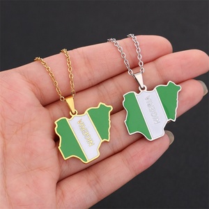 Collar con Colgante de Mapa de Nigeria al por Mayor, Bandera Esmaltada de Acero Inoxidable, Collar con Mapa de África, Colgante Personalizado con Forma de Mapa - Product Image 5