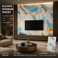 Panneau mural en PVC brillant MORLENX, moderne, imperméable, blanc or, motif abstrait marbré UV, pour salon, boutique, complexe hôtelier