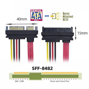 SFF-8482 29Pin SAS ไปยัง22Pin ฮาร์ดดิสก์ไดรฟ์ SATA <span class=keywords><strong>สาย</strong></span><span class=keywords><strong>ต่อ</strong></span>ขยาย30ซม. SAS ไปยังสาย SATA - Product Image 2