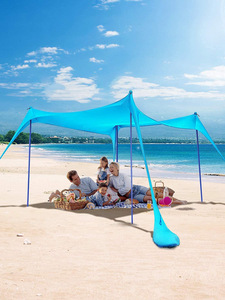 Tenda da Sole Portatile da Spiaggia con Palo in Ferro e Ancoraggio a Sabbia, Tenda da Campeggio Estiva, Ombrellone da Esterno - Product Image 4