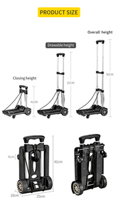 Small Folding <strong>Hand</strong> Truck <strong>Dolly</strong> 4-<strong>Wheel</strong> Foldable Shopping Cart Lightweight Aluminum Collapsible Trolley 40KG Capacity OEM Tools - Product Image 6
