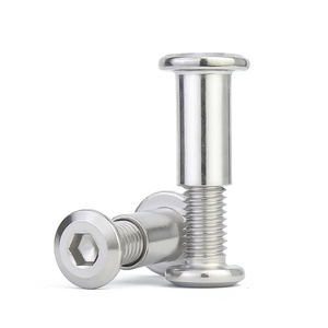 Vis et <span class=keywords><strong>écrou</strong></span>s de fixation pour meubles en acier inoxydable 304, <span class=keywords><strong>tête</strong></span> plate ronde hexagonale, <span class=keywords><strong>avec</strong></span> douille et <span class=keywords><strong>écrou</strong></span> à barillet, jeu de vis de verrouillage - Product Image 1