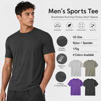 T-shirts de sport pour hommes respirants à manches courtes, extensibles dans 4 directions, séchage rapide, en nylon et élasthanne, vente en gros, personnalisables OEM ODM