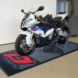 Logotipo de marca impreso goma personalizada motocicleta garaje Mat motocicleta con logotipo personalizado Pit Mat