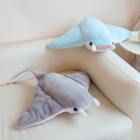 Peluche Manta Ray Mignonne, Douce et Moelleuse, Poupée Requin Rembourrée, Coussin Décoratif Animal Marin pour Canapé et Chambre