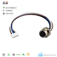 Connecteur femelle circulaire M12 5 broches étanche IP66 à montage sur panneau avec boîtier en acier inoxydable et faisceau de câbles 26 AWG