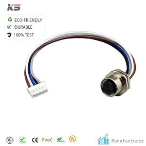 Adaptateur de connecteur femelle circulaire étanche M12 5 broches à montage sur panneau avec faisceau de câbles 26 AWG - Product Image 1