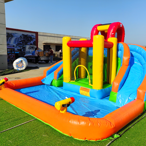 Tobogán Acuático Inflable Doble para Niños, Brincolín Acuático de PVC para Alquiler - Product Image 4