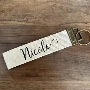 Personalized Canvas Wrist Keychain Lanyard <strong>Unique</strong> Custom Name Leather Keychain <strong>Gift</strong> <strong>for</strong> <strong>Her</strong> - Product Image 4