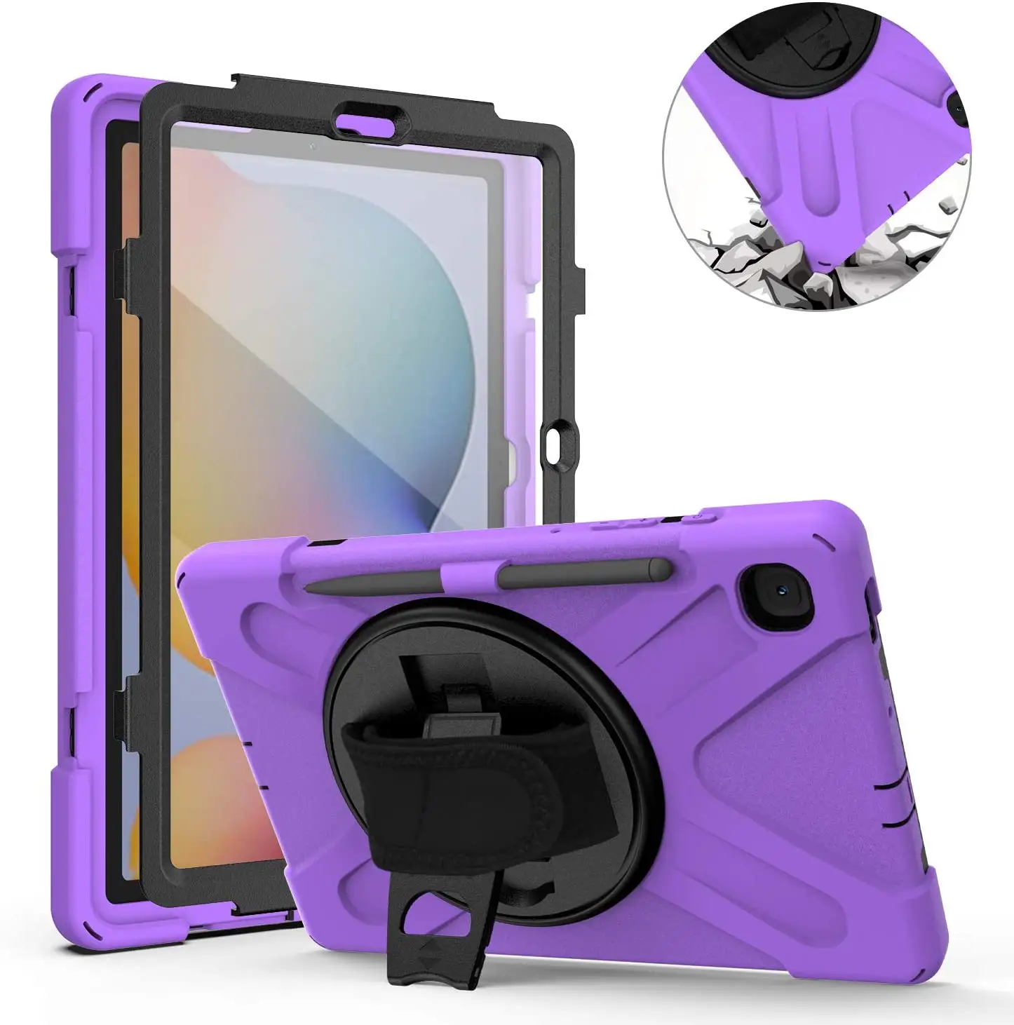 Shockproof Rugged Case For Samsung Galaxy Tab S6 Lite With Stylus Holder 10.4" 2020 P610/615 Cover With Neck Strap