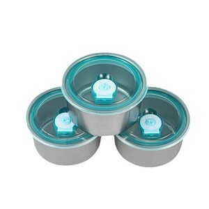 Ensemble de récipients de préparation des repas portables en acier inoxydable avec couvercle à clipser rond - Product Image 1