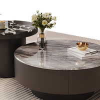 Table basse moderne de style italien, légère et luxueuse, minimaliste, avec plateau en verre, réglable, en pierre, petite taille, pour salon