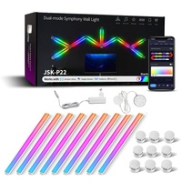 Barre lumineuse LED RGBIC intelligente à contrôle Wi-Fi, synchronisation rythmique musicale, pour TV, chambre, décoration de jeux, éclairage mural