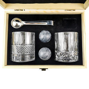 Vendita calda bicchieri moderni ruota bicchiere da vino cristallo whisky bicchiere whisky pietre palla regalo Set con scatola di legno per uomo - Product Image 4