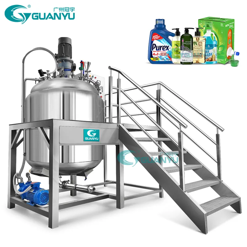 300l/500l/1000l Guanyu Manufacturer Liquid Soap Detergent dishwash Mixer Mixing Machine Vacuum Shampoo Emulsifier Machine