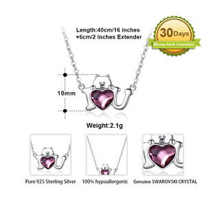 RINNTIN SWN13 925 Sterling Silver Love <strong>Heart</strong> Austrian <strong>Crystal</strong> <strong>Pendants</strong> <strong>Necklace</strong> with Cute Bear Women Girl <strong>Necklace</strong> Jewelry