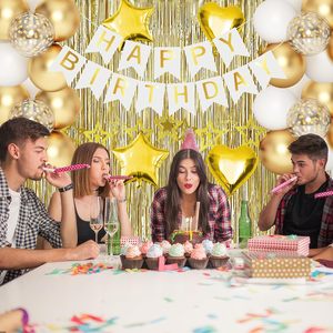Set de Decoración de <span class=keywords><strong>Cumpleaños</strong></span>, Globos Blancos y Dorados, Decoraciones para Fiestas, Banner Dorado de <span class=keywords><strong>Feliz</strong></span> <span class=keywords><strong>Cumpleaños</strong></span>, Cortina de Flecos para Mujeres y Hombres - Product Image 6