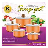 Grosir peralatan dapur stainless steel 10 buah set panci sup Asia Tenggara jual panas kaserol set peralatan memasak
