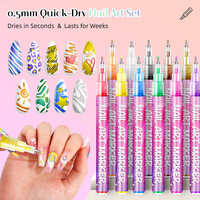 Ensemble de 12 stylos à peinture pour ongles en tube à aiguille, vernis acrylique liquide, marqueur pour la peinture d'art d'ongles en gel, peinture DIY, graffiti