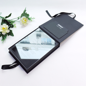 Cao cấp thanh lịch bạc lá rõ ràng Acrylic đám cưới thẻ tùy chỉnh sang trọng hộp đen lời mời đám cưới - Product Image 3